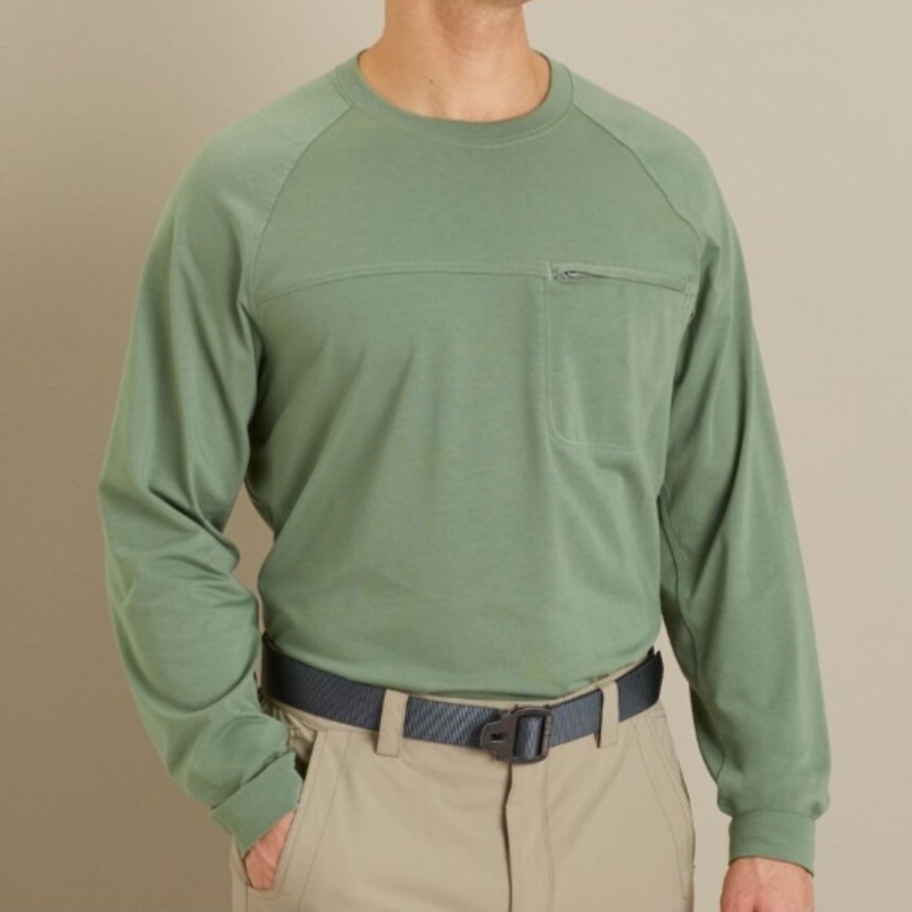 Duluth Trading Co No Fly Zone Long Sleeve Pocket Tee Men's Size Medium Green